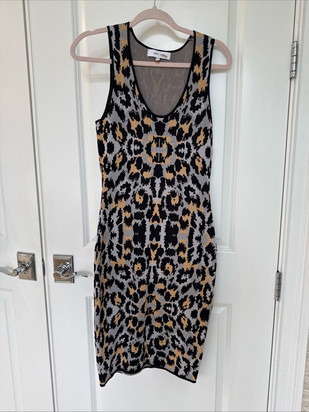 John + Jenn Leopard Print Tank Dress in Black, Gray & Tan